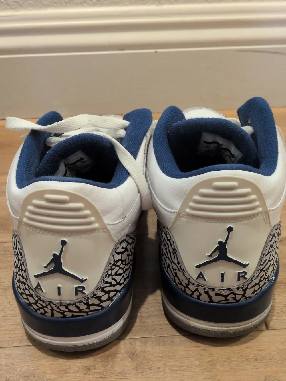 Air Jordan 3 Retro 2011 Men's Size 11 White Blue 136064104 Elephant Print
